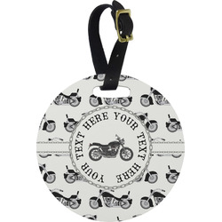 Motorcycle Plastic Luggage Tag - Round (Personalized)