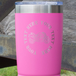 Motorcycle 20 oz Stainless Steel Tumbler - Pink - Double Sided (Personalized)