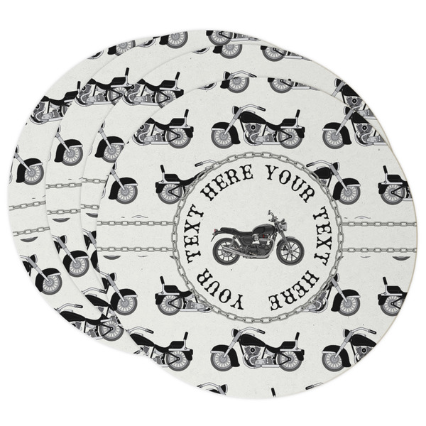 Custom Motorcycle Round Paper Coasters w/ Name or Text