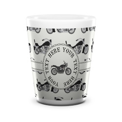 Motorcycle Ceramic Shot Glass - 1.5 oz - White - Single (Personalized)