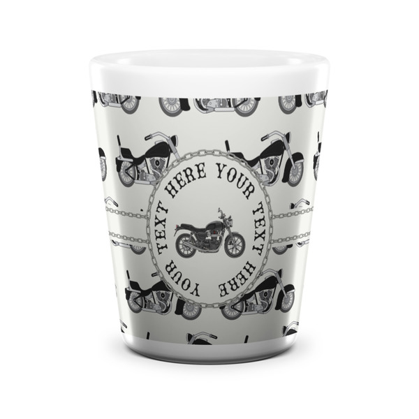 Custom Motorcycle Ceramic Shot Glass - 1.5 oz - White - Single (Personalized)