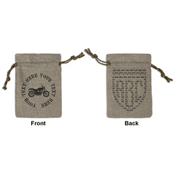 Motorcycle Small Burlap Gift Bag - Front & Back (Personalized)