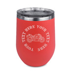 Motorcycle Stemless Stainless Steel Wine Tumbler - Coral - Double Sided (Personalized)