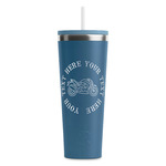 Motorcycle RTIC Everyday Tumbler with Straw - 28oz - Steel Blue - Double-Sided (Personalized)