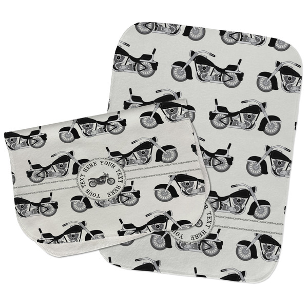 Custom Motorcycle Burp Cloths - Fleece - Set of 2 w/ Name or Text