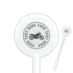 Motorcycle 5.5" Round Plastic Stir Sticks - White - Single Sided (Personalized)