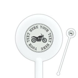 Motorcycle 5.5" Round Plastic Stir Sticks - White - Double Sided (Personalized)