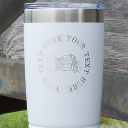 Motorcycle 20 oz Stainless Steel Tumbler - White - Double Sided (Personalized)