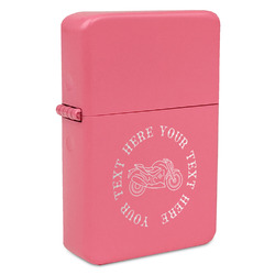 Motorcycle Windproof Lighter - Pink - Double Sided & Lid Engraved (Personalized)