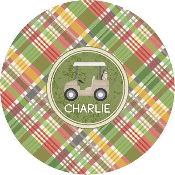 Custom Golfer's Plaid Multipurpose Round Labels - 1" (Personalized)