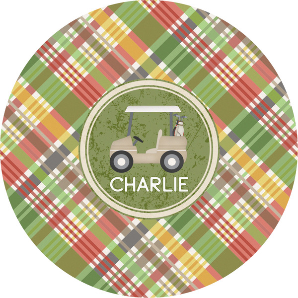 Custom Golfer's Plaid Multipurpose Round Labels - 5" (Personalized)