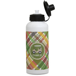 Golfer's Plaid Water Bottles - Aluminum - 20 oz - White (Personalized)