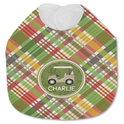 Golfer's Plaid Jersey Knit Baby Bib w/ Name or Text