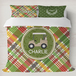 Golfer's Plaid Duvet Cover Set - King (Personalized)