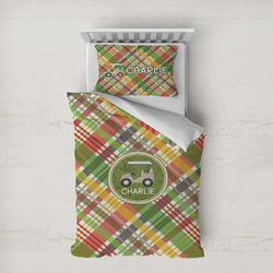 Golfer's Plaid Duvet Cover Set - Twin XL (Personalized)