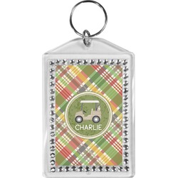 Golfer's Plaid Bling Keychain (Personalized)