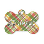 Golfer's Plaid Bone Shaped Dog ID Tag - Small (Personalized)