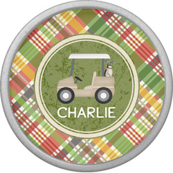 Golfer's Plaid Cabinet Knob (Silver) (Personalized)