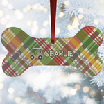 Golfer's Plaid Ceramic Dog Ornament w/ Name or Text