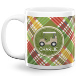 Golfer's Plaid 20 Oz Coffee Mug - White (Personalized)