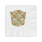 Golfer's Plaid Coined Cocktail Napkins (Personalized)