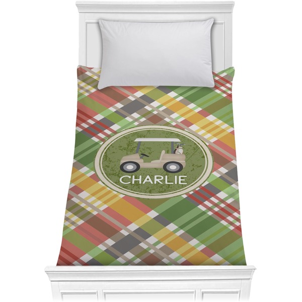 Custom Golfer's Plaid Comforter - Twin (Personalized)