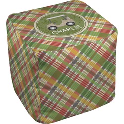 Golfer's Plaid Cube Pouf Ottoman (Personalized)