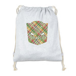 Golfer's Plaid Drawstring Backpack - Sweatshirt Fleece - Single Sided (Personalized)