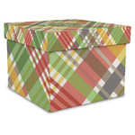 Golfer's Plaid Gift Box with Lid - Canvas Wrapped - X-Large (Personalized)