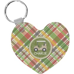 Golfer's Plaid Heart Plastic Keychain w/ Name or Text