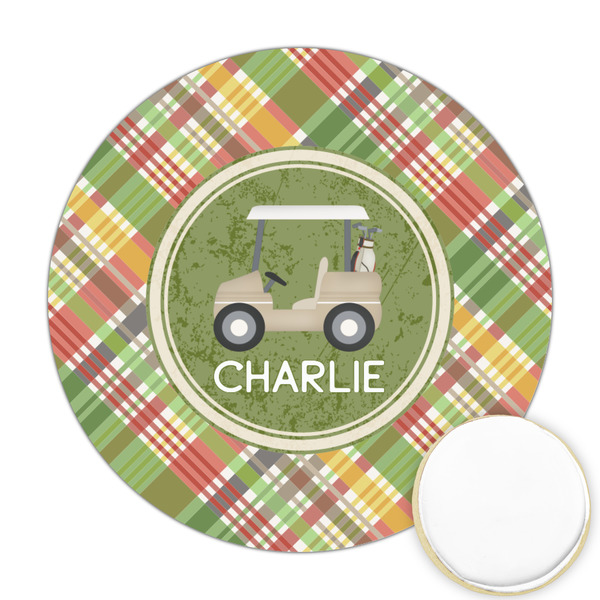 Custom Golfer's Plaid Printed Cookie Topper - 2.5" (Personalized)