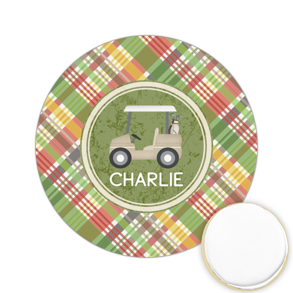 Custom Golfer's Plaid Printed Cookie Topper - 2.15" (Personalized)