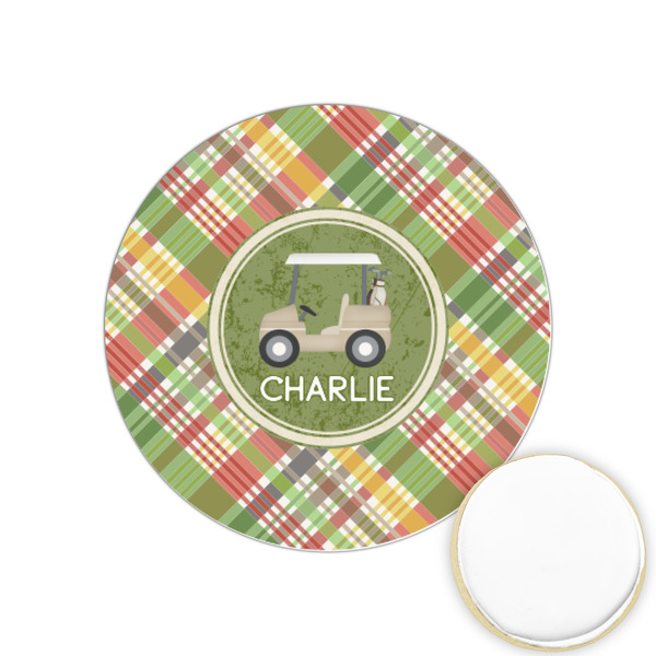 Custom Golfer's Plaid Printed Cookie Topper - 1.25" (Personalized)