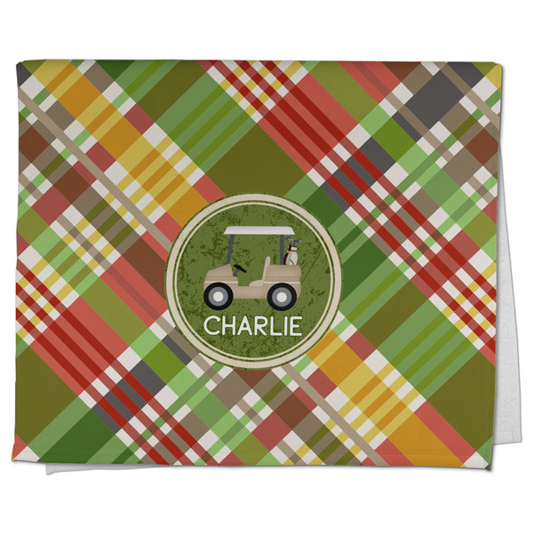 Custom Golfer's Plaid Kitchen Towel - Poly Cotton w/ Name or Text