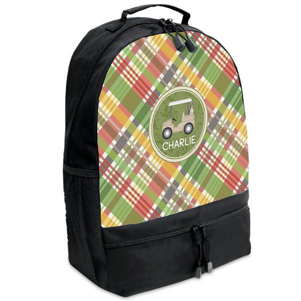 Custom Golfer's Plaid Backpacks - Black (Personalized)