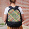 Golfer's Plaid Large Backpack - Black - On Back