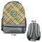Golfer's Plaid Large Backpack - Gray - Front & Back View