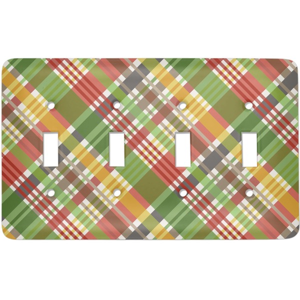 Custom Golfer's Plaid Light Switch Cover (4 Toggle Plate)