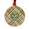 Golfer's Plaid Metal Ball Ornament - Front