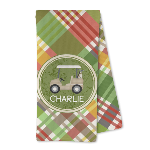 Custom Golfer's Plaid Kitchen Towel - Microfiber (Personalized)