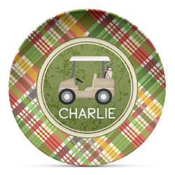 Golfer's Plaid Microwave Safe Plastic Plate - Composite Polymer (Personalized)