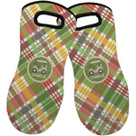 Golfer's Plaid Neoprene Oven Mitts - Set of 2 w/ Name or Text