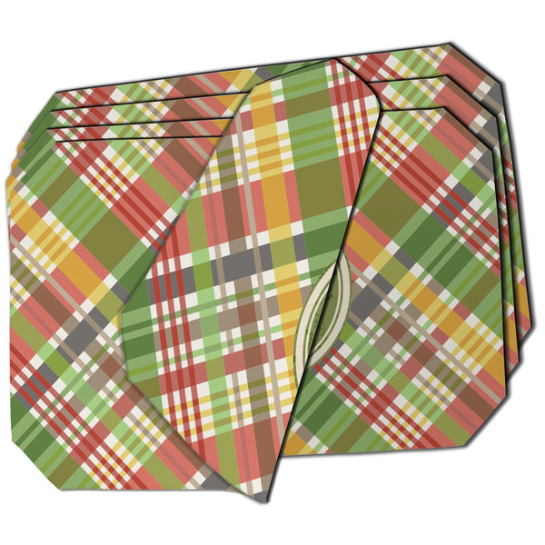 Custom Golfer's Plaid Dining Table Mat - Octagon - Set of 4 (Double-SIded) w/ Name or Text