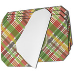 Golfer's Plaid Dining Table Mat - Octagon - Set of 4 (Single-Sided) w/ Name or Text