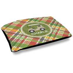 Golfer's Plaid Outdoor Dog Bed - Large (Personalized)
