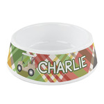 Golfer's Plaid Plastic Dog Bowl - Small (Personalized)