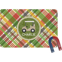 Golfer's Plaid Rectangular Fridge Magnet (Personalized)