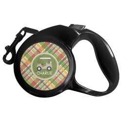 Golfer's Plaid Retractable Dog Leash - Medium (Personalized)