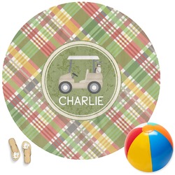 Golfer's Plaid Round Beach Towel (Personalized)