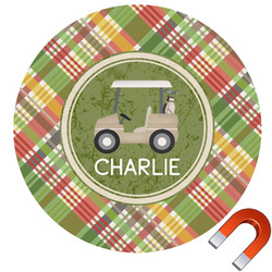Golfer's Plaid Round Car Magnet - 10" (Personalized)